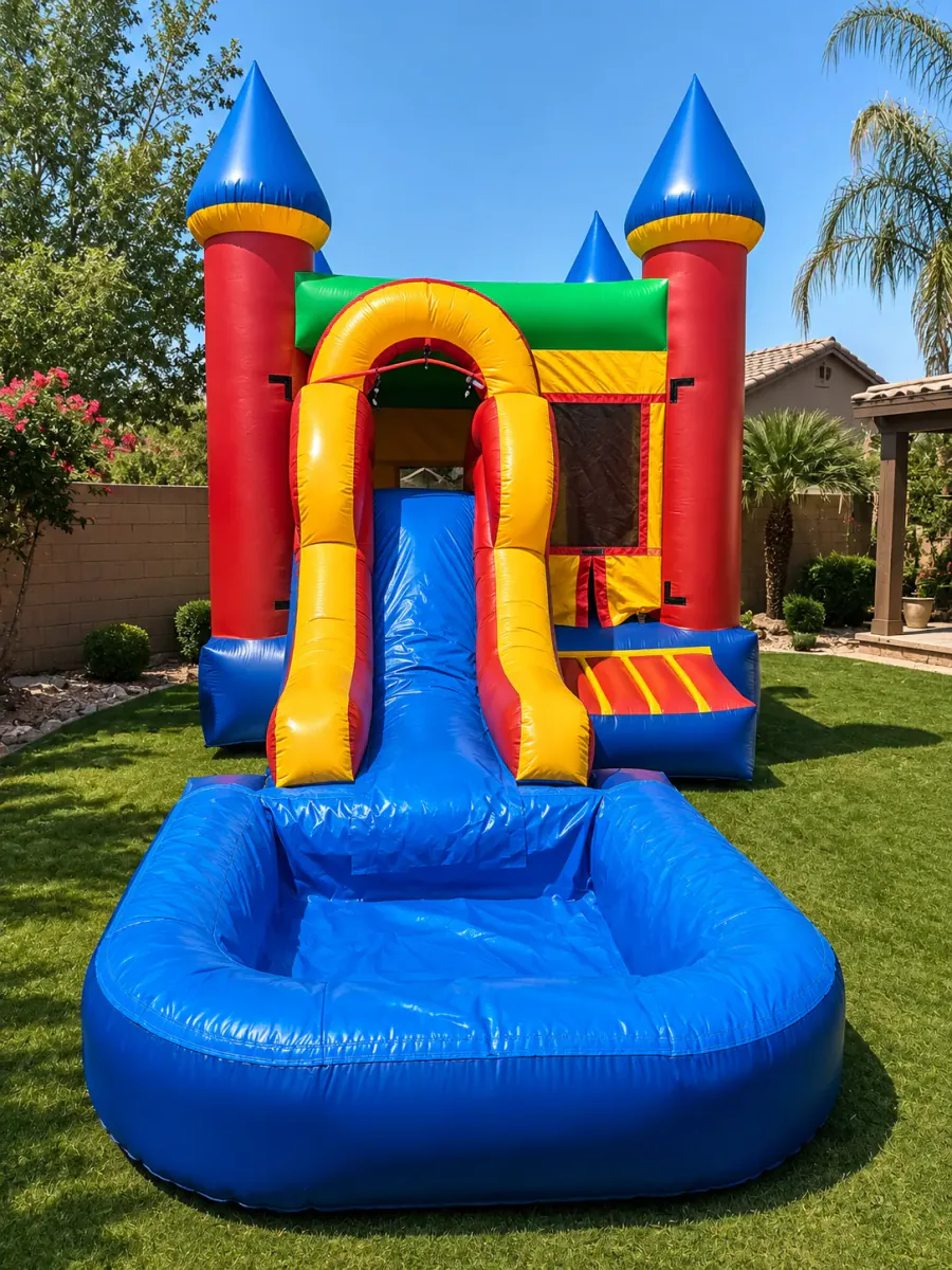 Mini Castle Combo inflatable with slide and pool